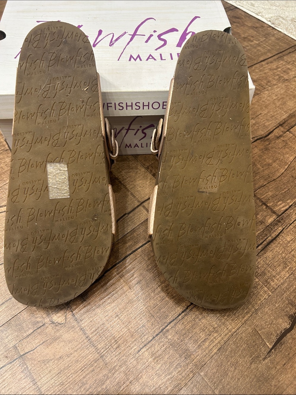 Blowfish Beige Double-Strap Buckle Slide Sandals - Picture 4 of 6